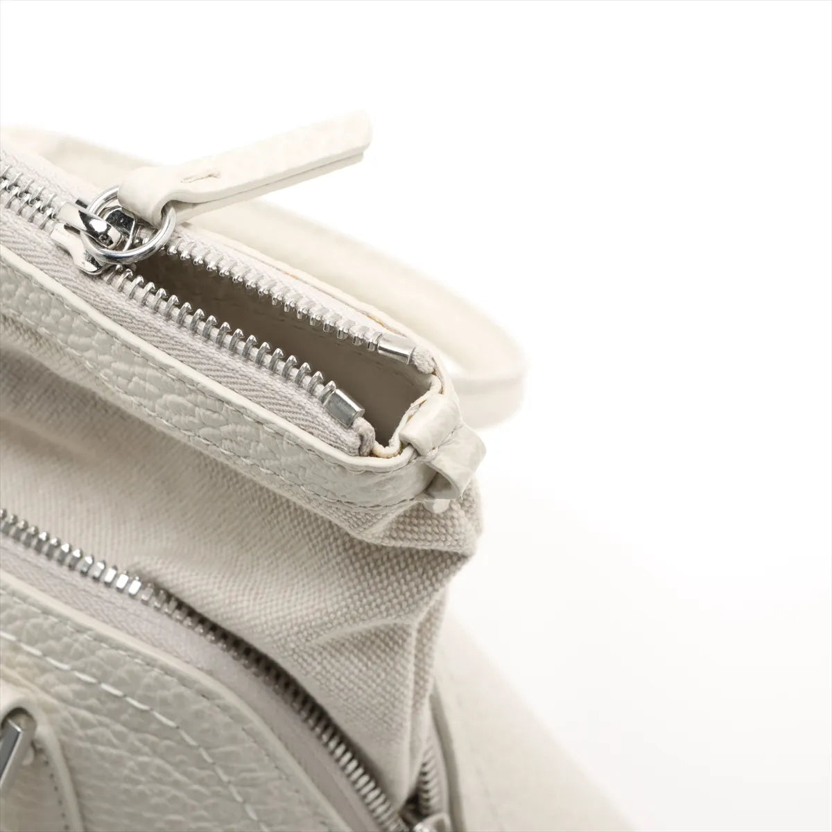 Maison Margiela 5AC Leather Canvas Two-Way Handbag White