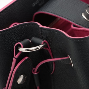 Best Authentic Louis Vuitton LV Logo Lockme Bucket Shoulder Bag Black Fuchsia