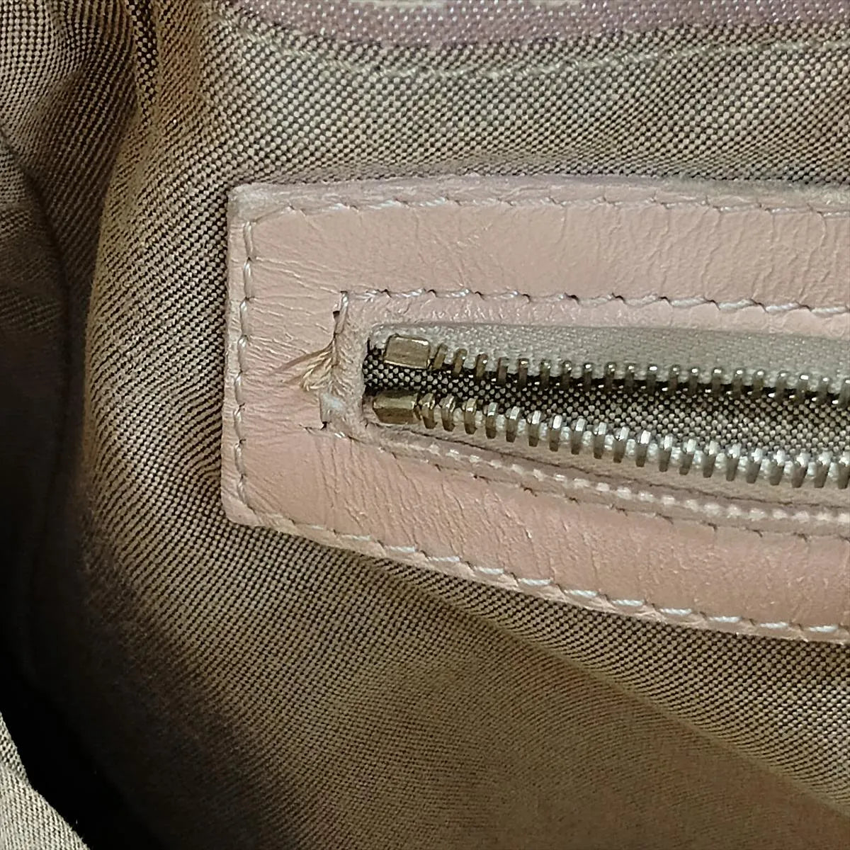 Fendi Zucchino Mamma Baguette Canvas Leather Shoulder Bag Pink x Beige