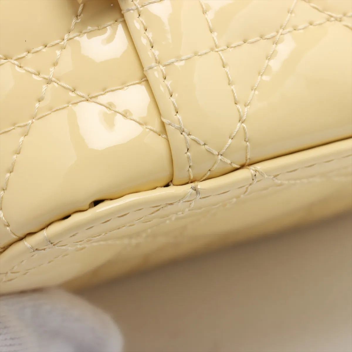 Christian Dior Micro Cannage Patent Leather Vanity Bag Yellow