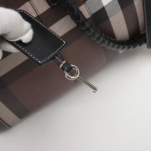 Load image into Gallery viewer, Burberry Check Leather Holdall Boston Bag Brown