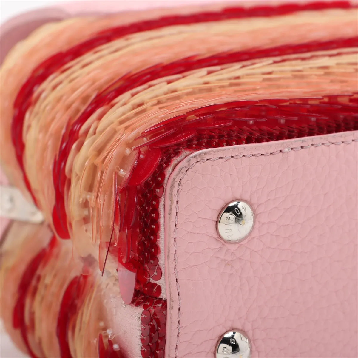 Louis Vuitton Taurillon Capucines Mini Sequins Shoulder Bag Pink x Red