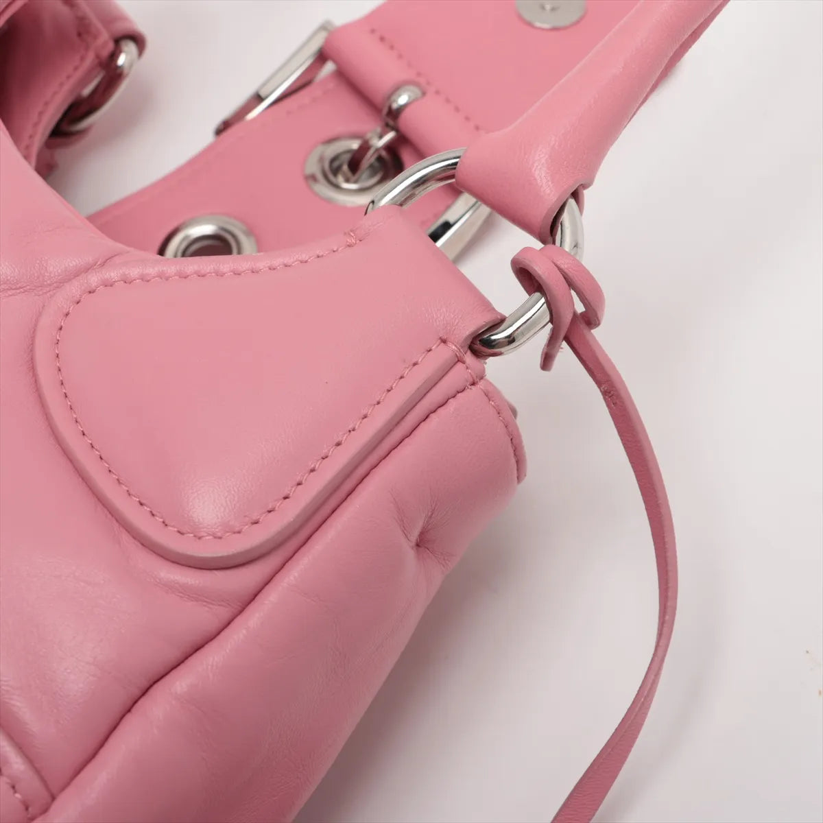 Prada Nappa Soft Moon Leather Two-Way Shoulder Bag Pink
