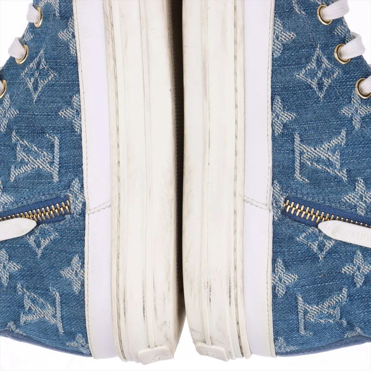 Louis Vuitton Stellar Denim Leather High-top Sneakers Blue x White