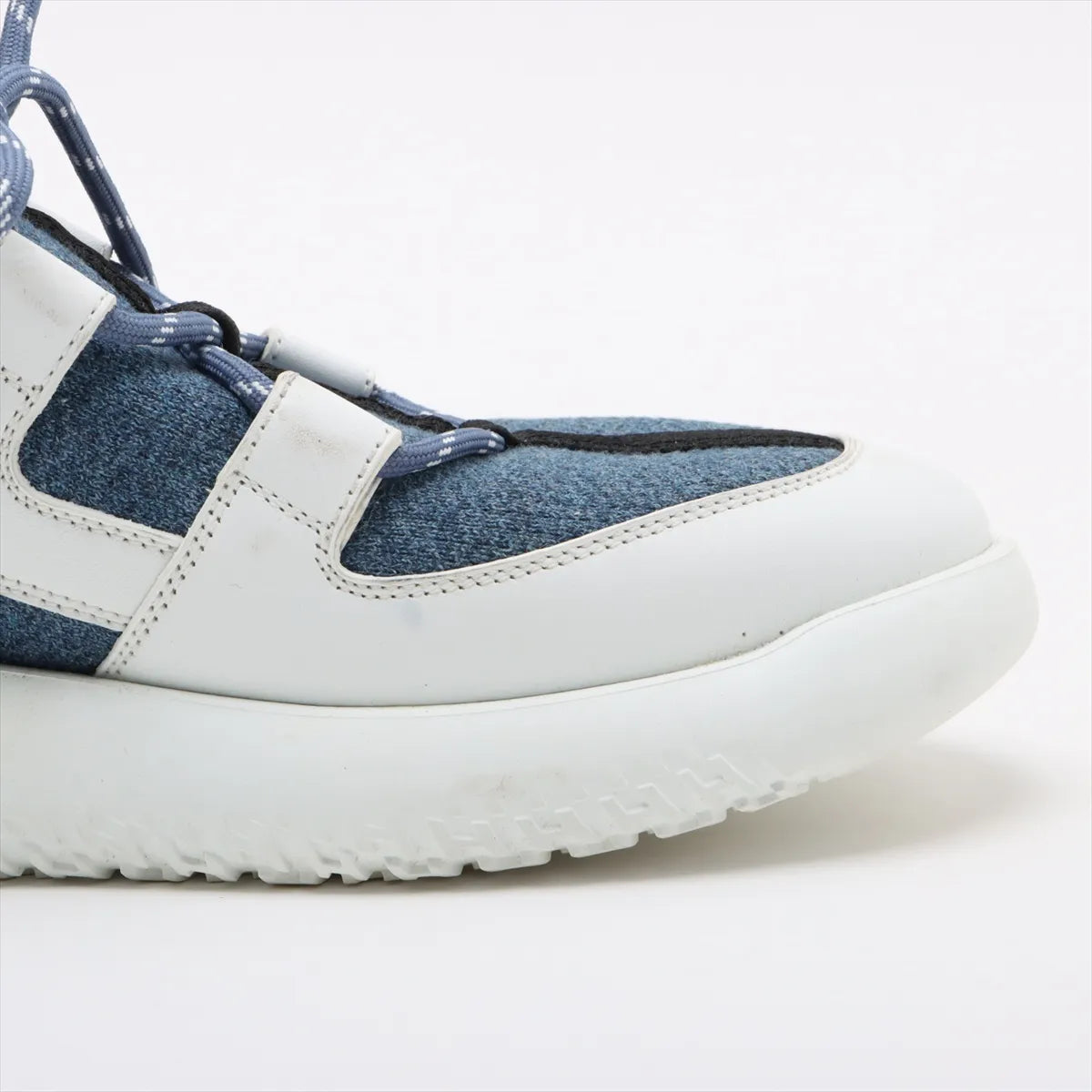 Hermes Duel Knit × Leather Sneakers Blue x White