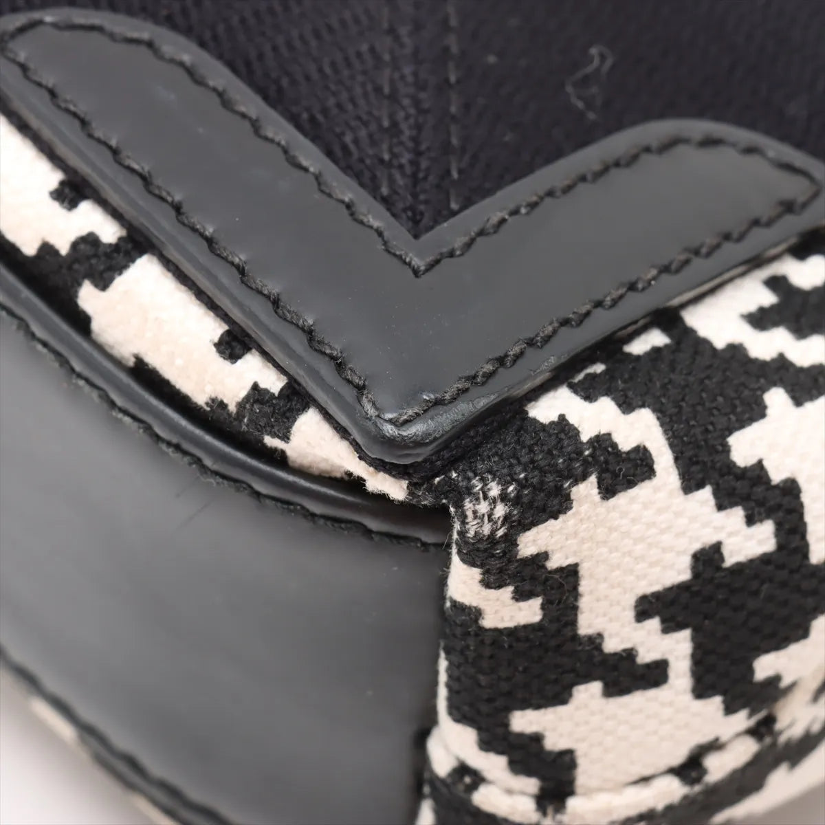 Balenciaga Navy Canvas Leather Cabas XS Two-Way Handbag Black × White