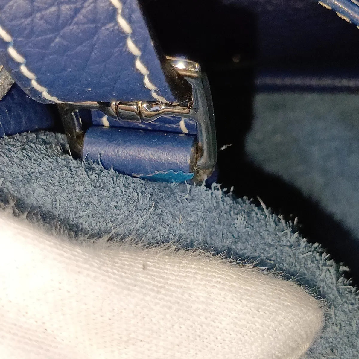 Hermes Halzan 31 Taurillon Clemence Blue Sapphire