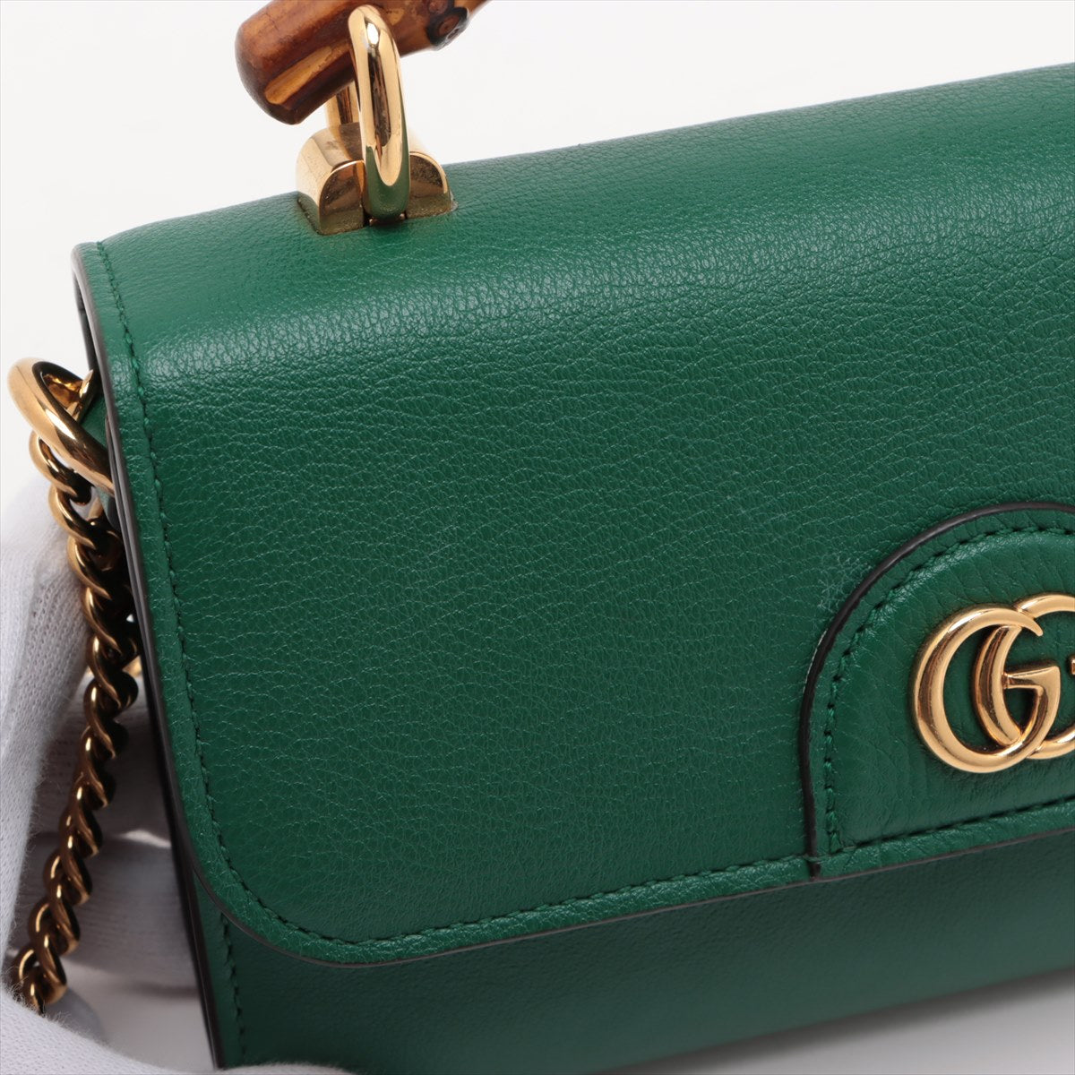 Gucci Bamboo Diana Flap Two-Way Handbag Green