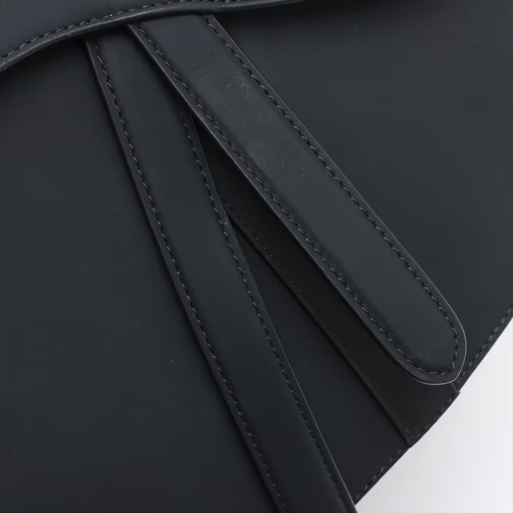Christian Dior Saddle Leather Two-Way Shoulder Bag Black