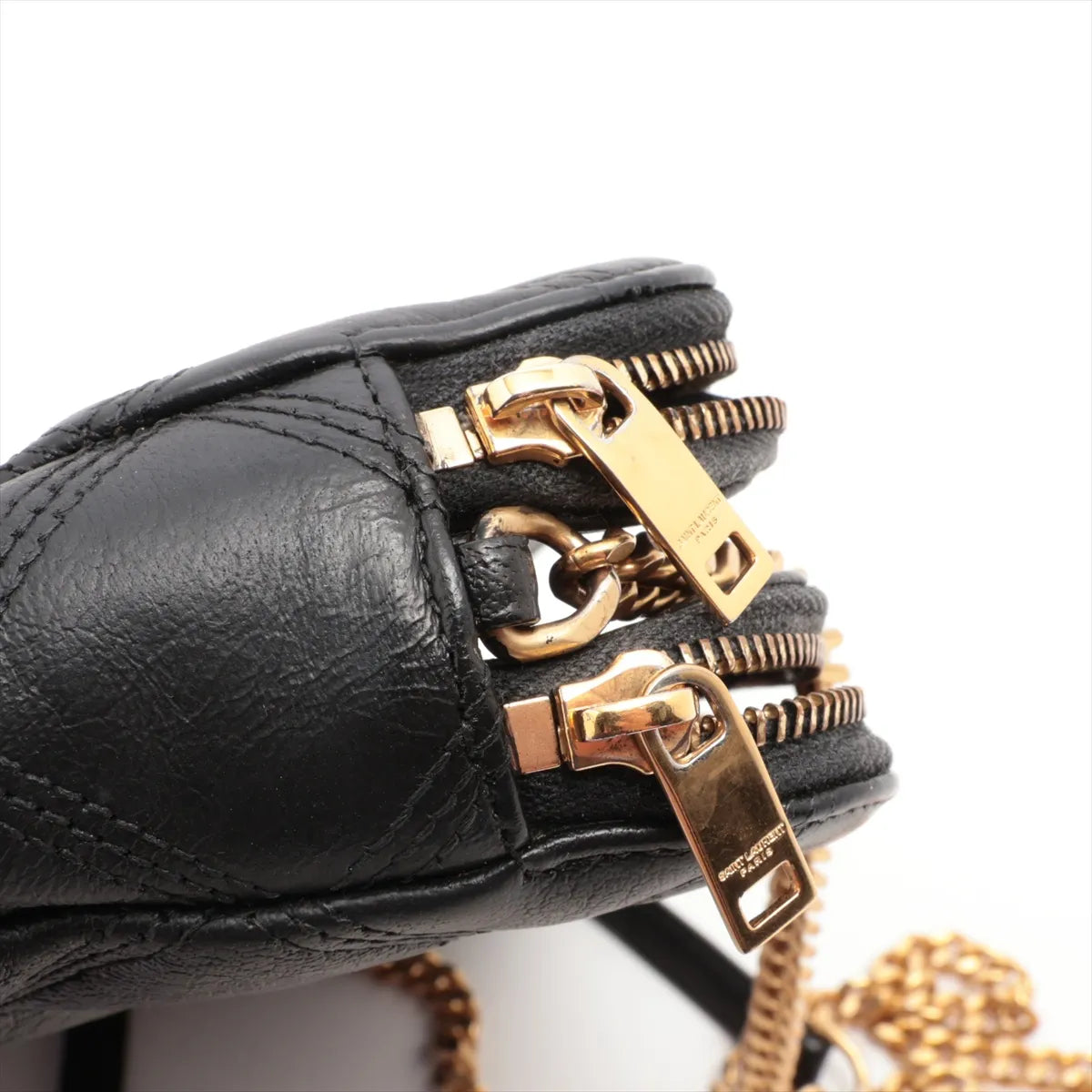 Saint Laurent Paris Becky Leather Chain Shoulder Bag Black