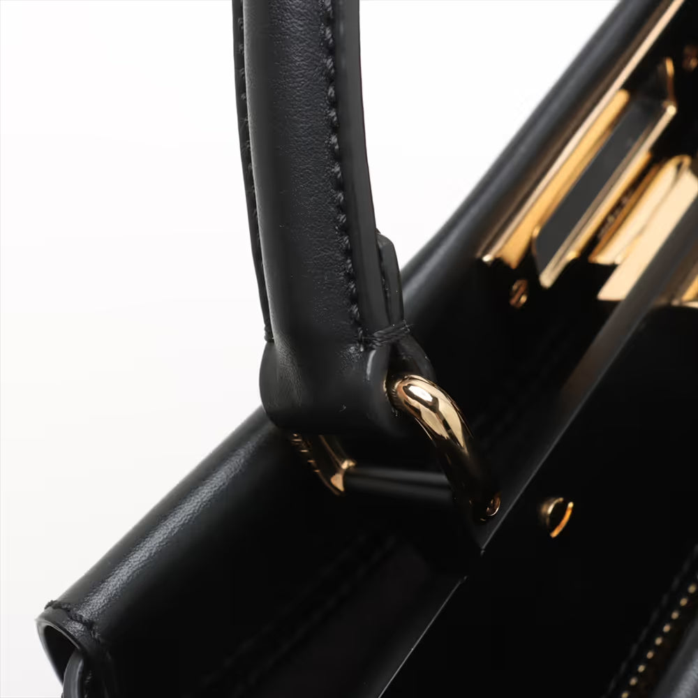 Fendi Peekaboo Regular Leather Two-Way Handbag Black