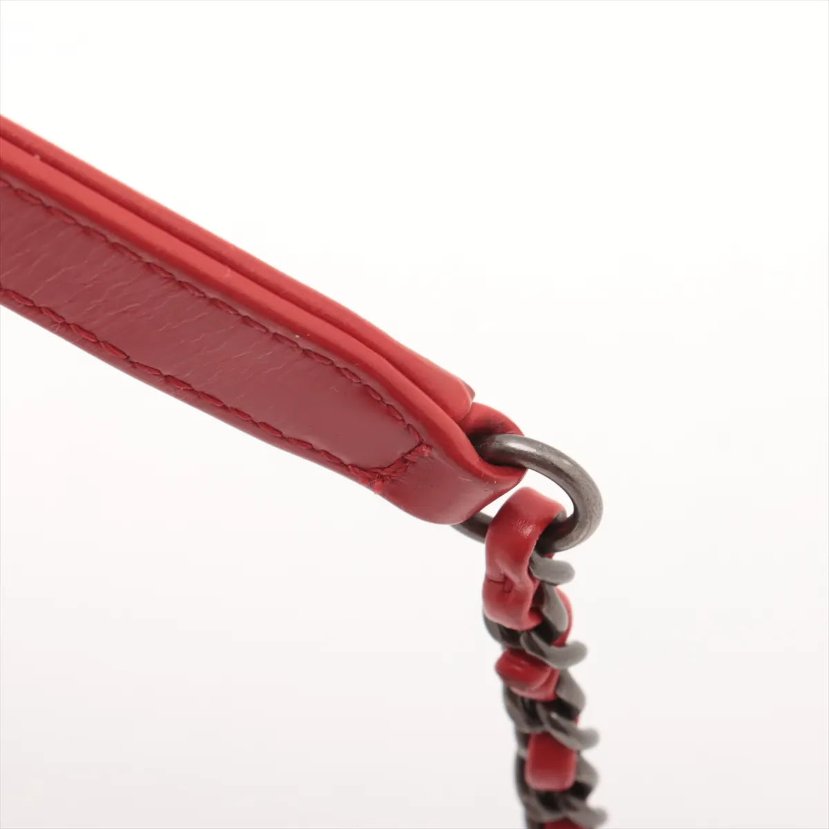 Chanel CC Logo Vintage Calfskin Chain Shoulder Bag Red