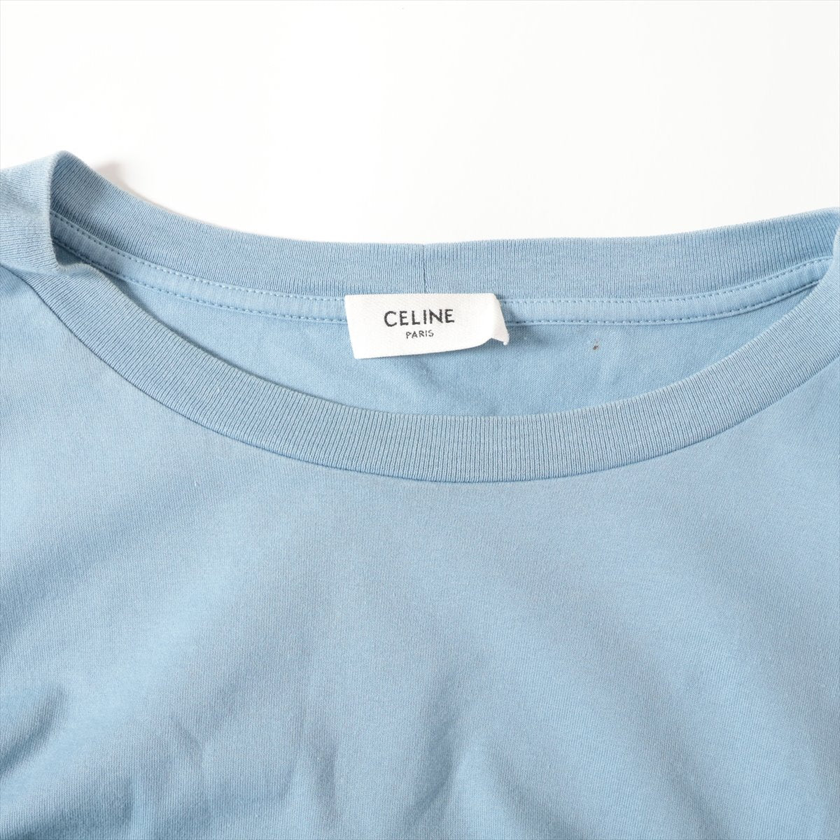 Celine Logo Cotton T-shirt Light Blue