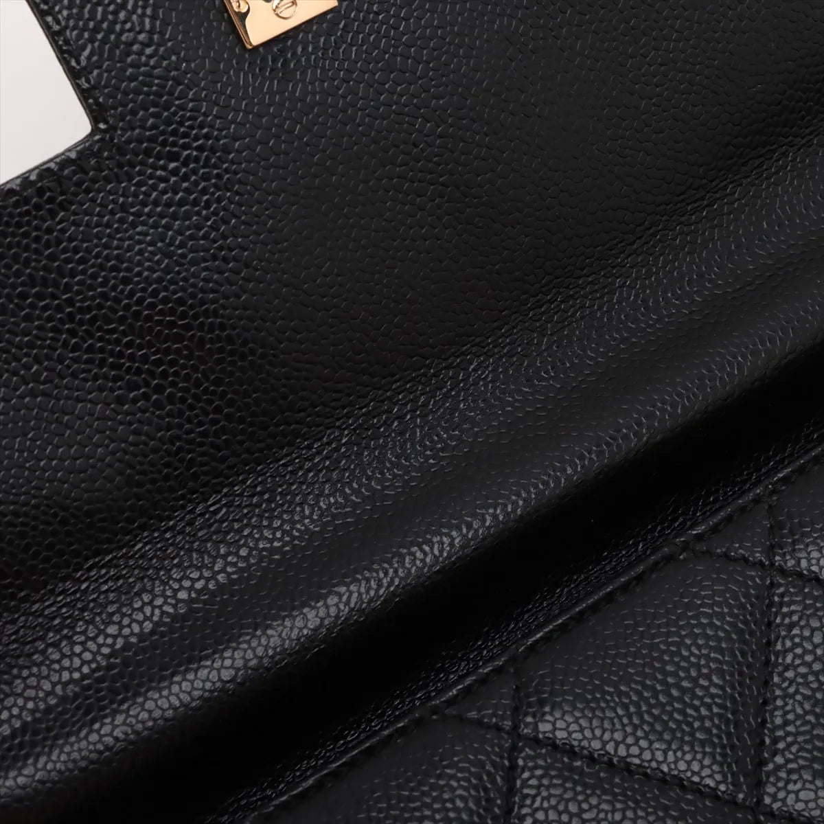 Chanel CC Logo Matelasse Caviar Skin Chain Shoulder Bag Black