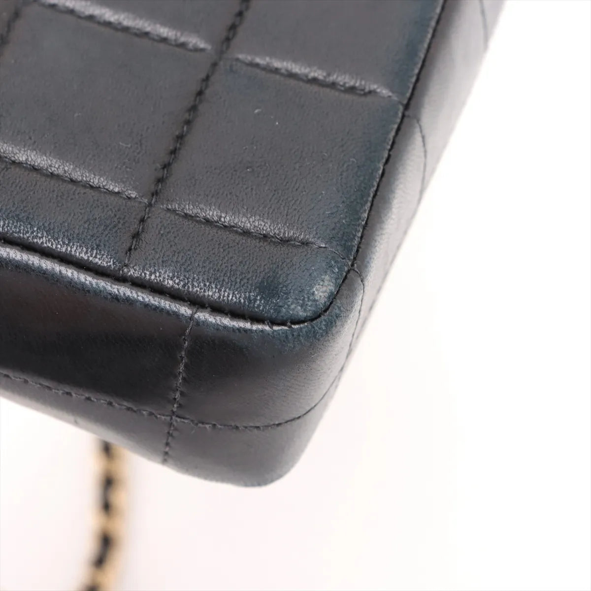 Chanel CC Logo Chocolate Bar Lambskin Chain Shoulder Bag Black