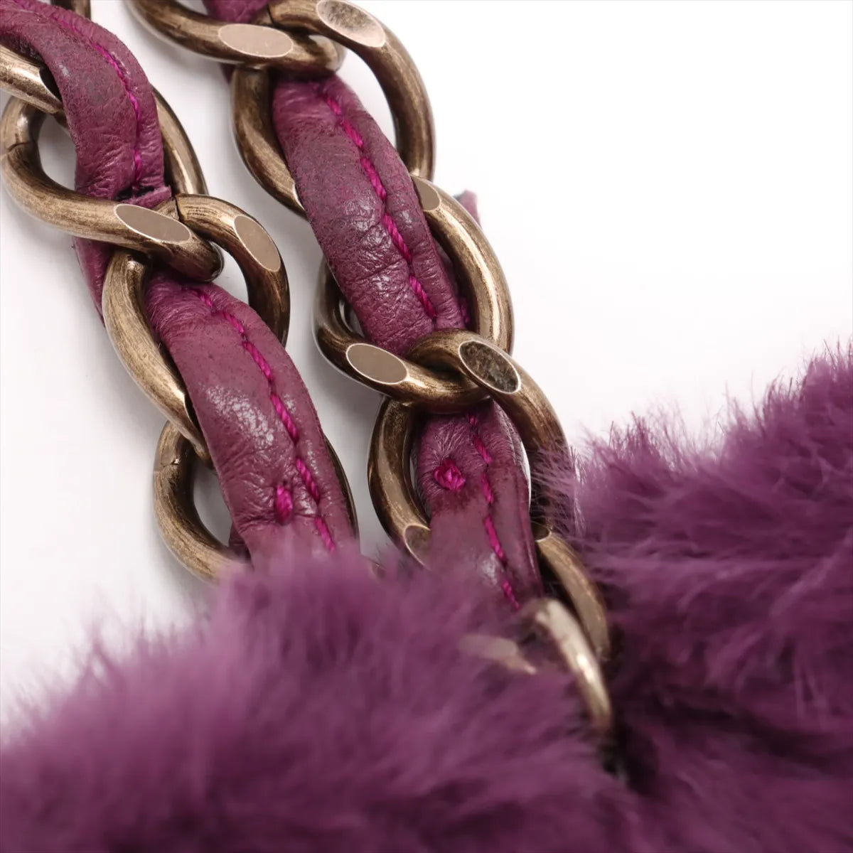 Chanel CC Logo Fur Chain Tote Bag Purple