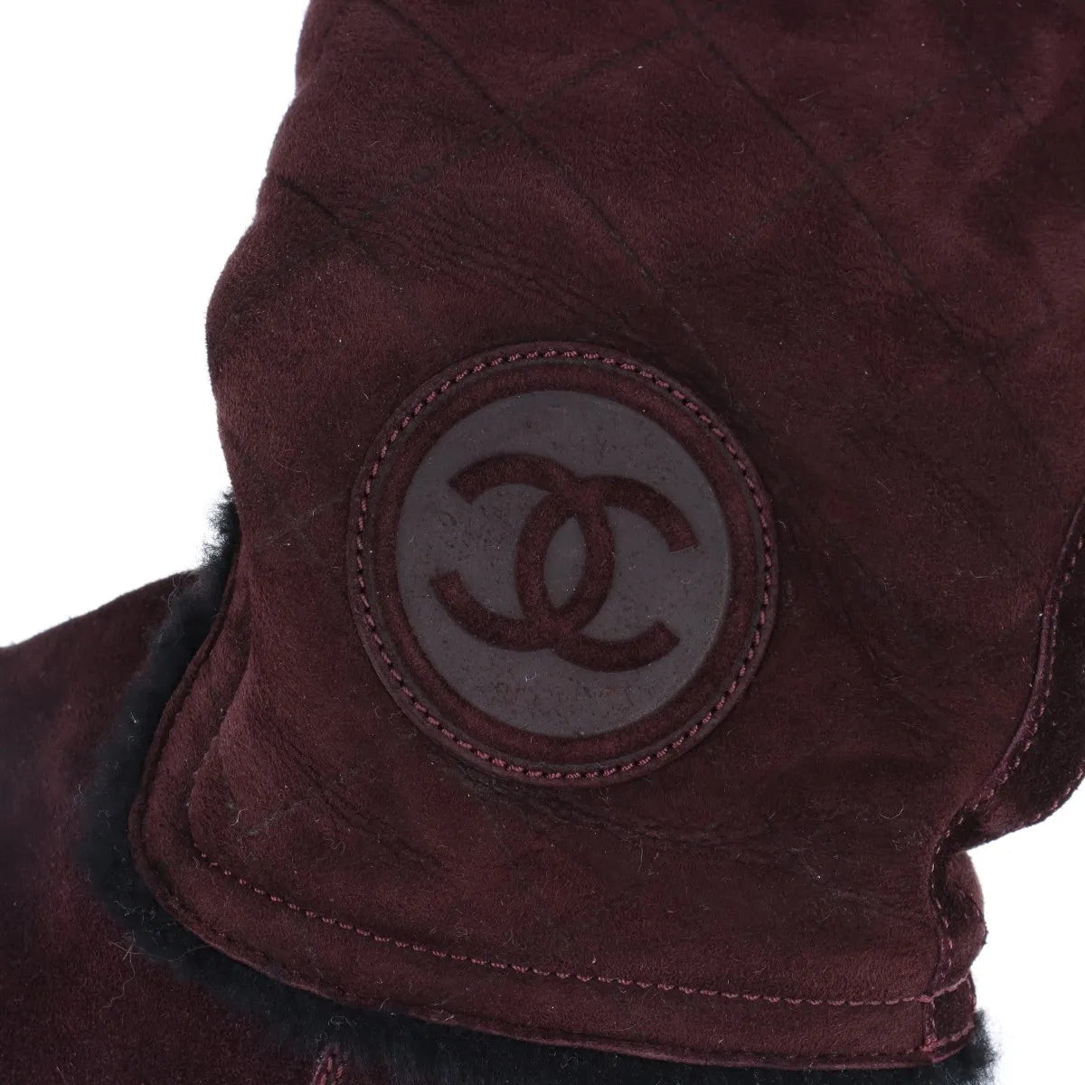 Chanel CC Logo Mouton Long Boots Bordeaux