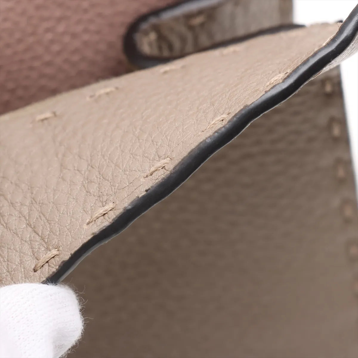Fendi Selleria Peekaboo ICU Medium Leather Two-Way Handbag Beige
