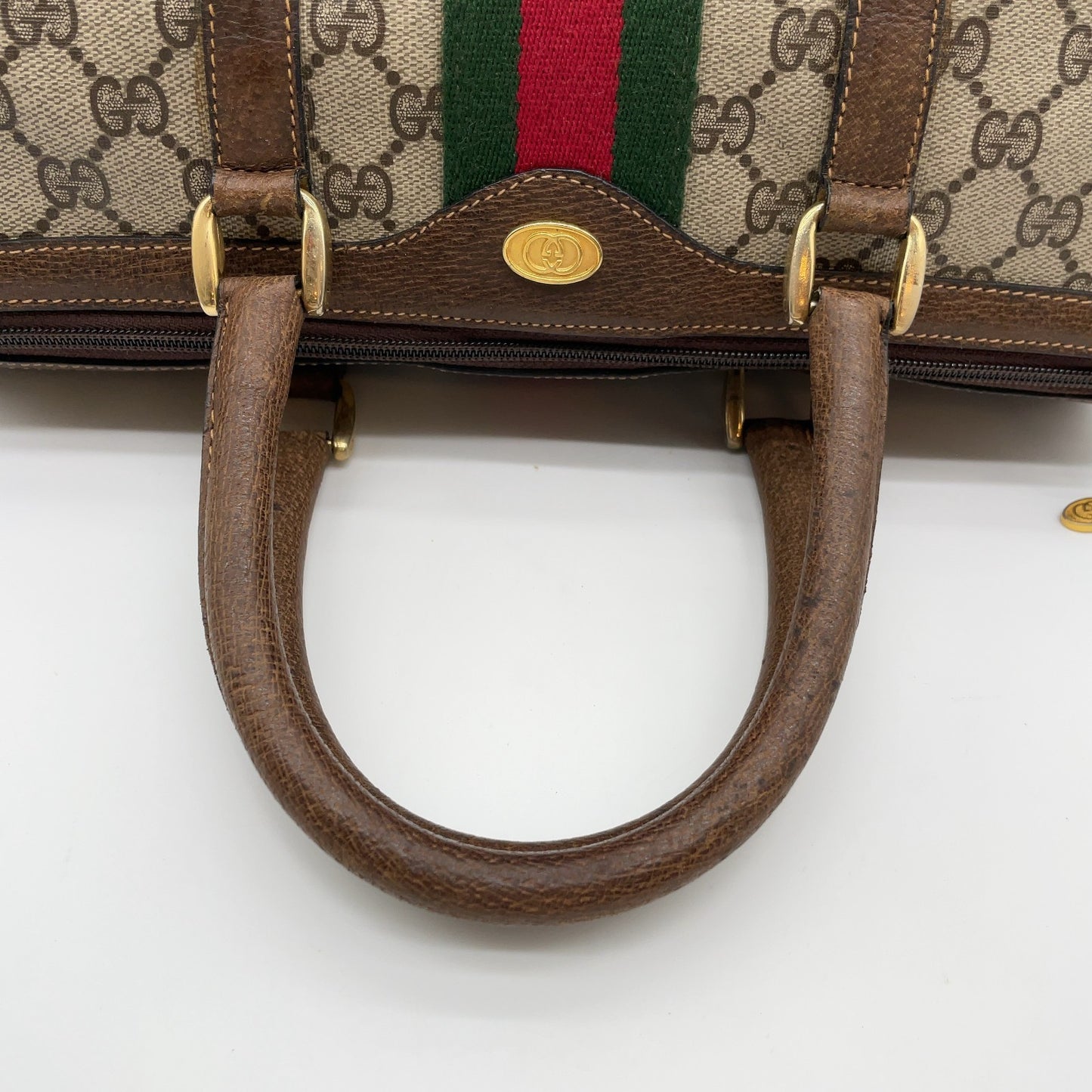 Gucci GG Supreme PVC Sherry Line Boston Bag Beige