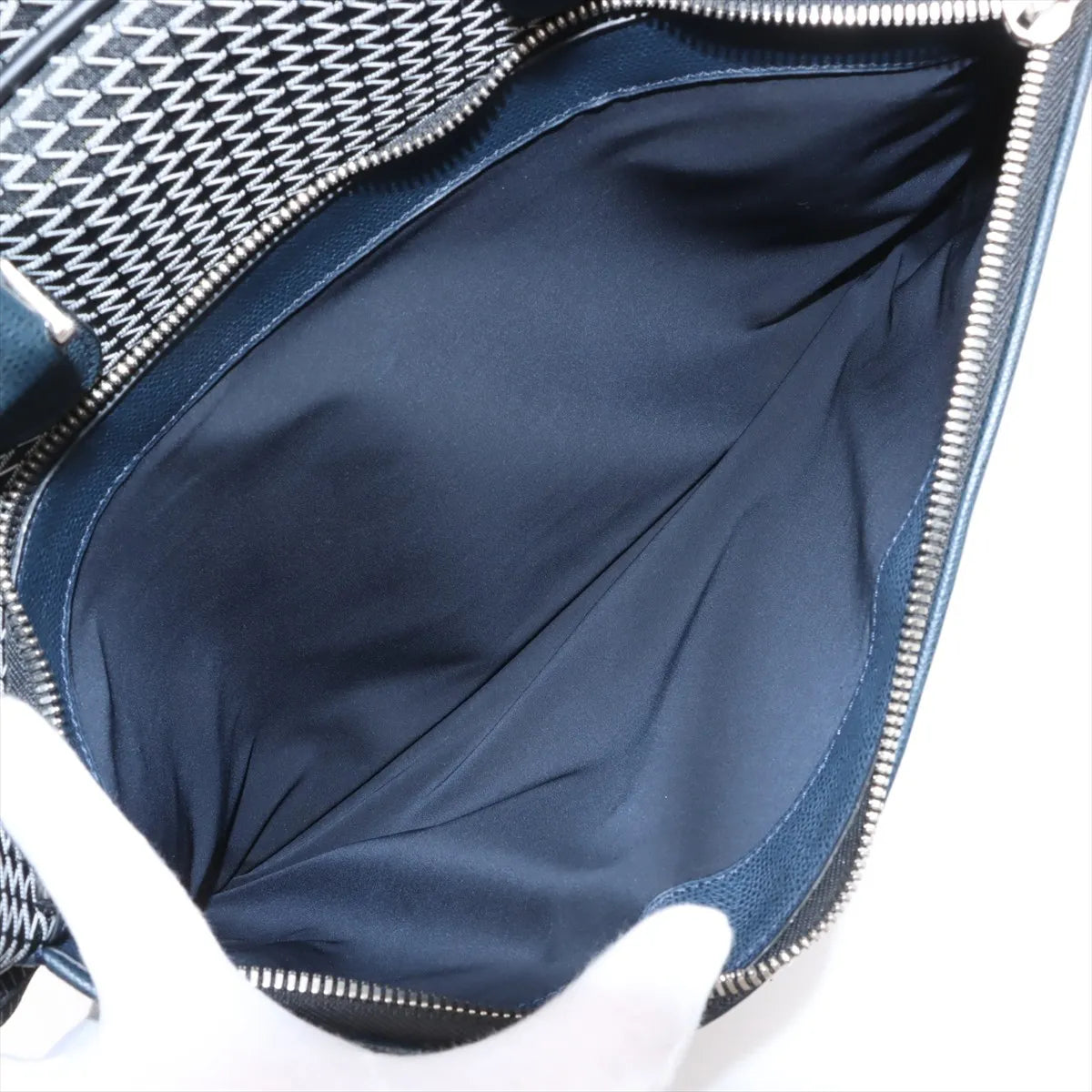 Valextra Keval x Leather Business Bag Navy Blue