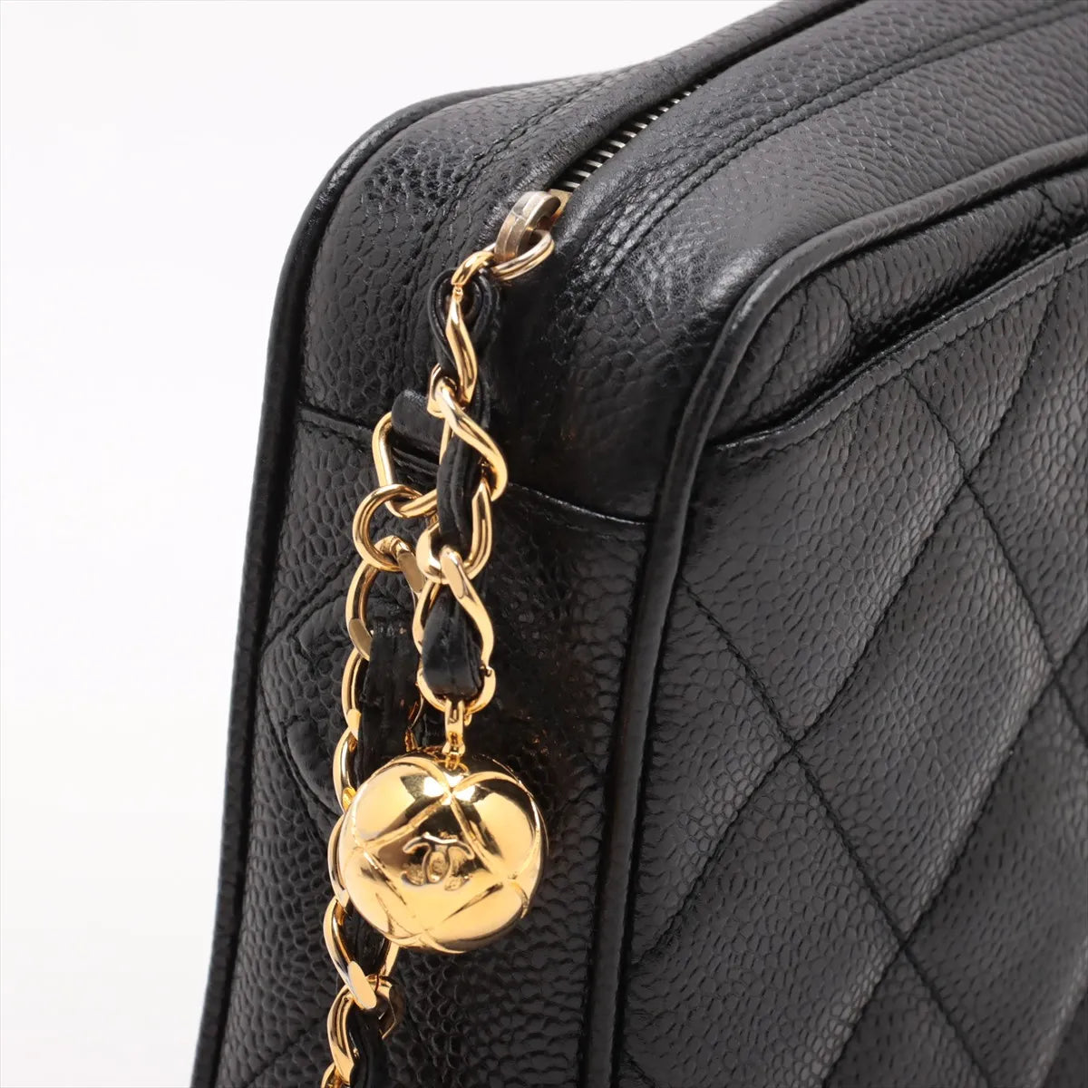 Chanel Matelasse Caviar Skin Chain Shoulder Bag Black
