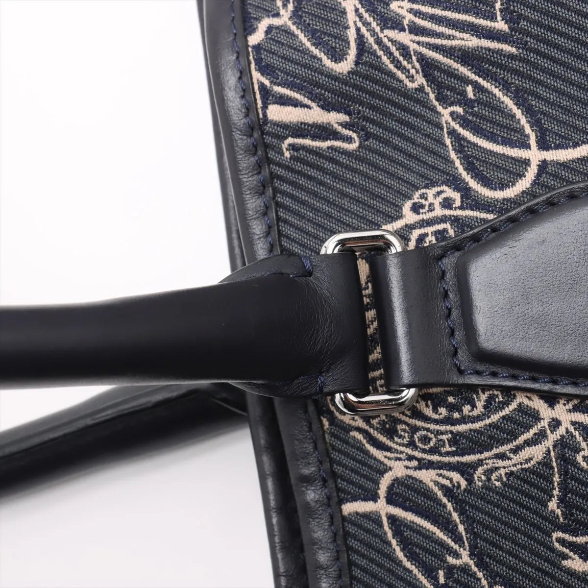 Berluti Calligraphy Canvas Leather Tote Bag Navy Blue