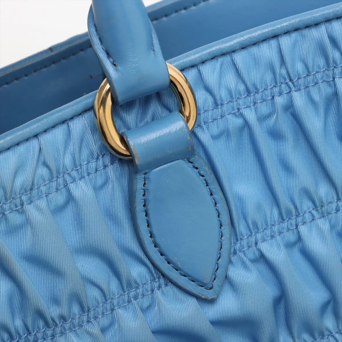 Prada Nappa Gaufre Nylon Leather Handbag Blue