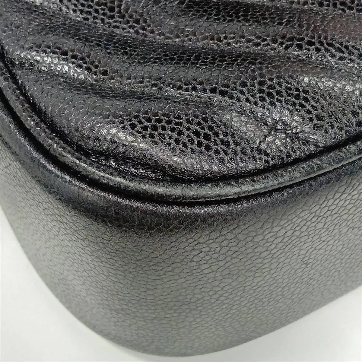 Chanel Chevron Caviar Skin Chain Vanity Shoulder Bag Black