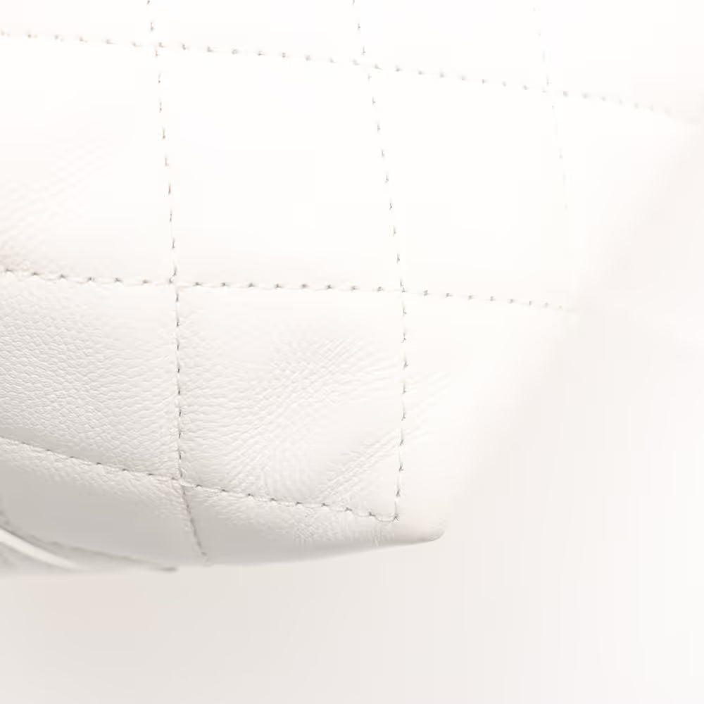 Chanel CC Logo Matelasse Caviar Skin Chain Tote Bag White
