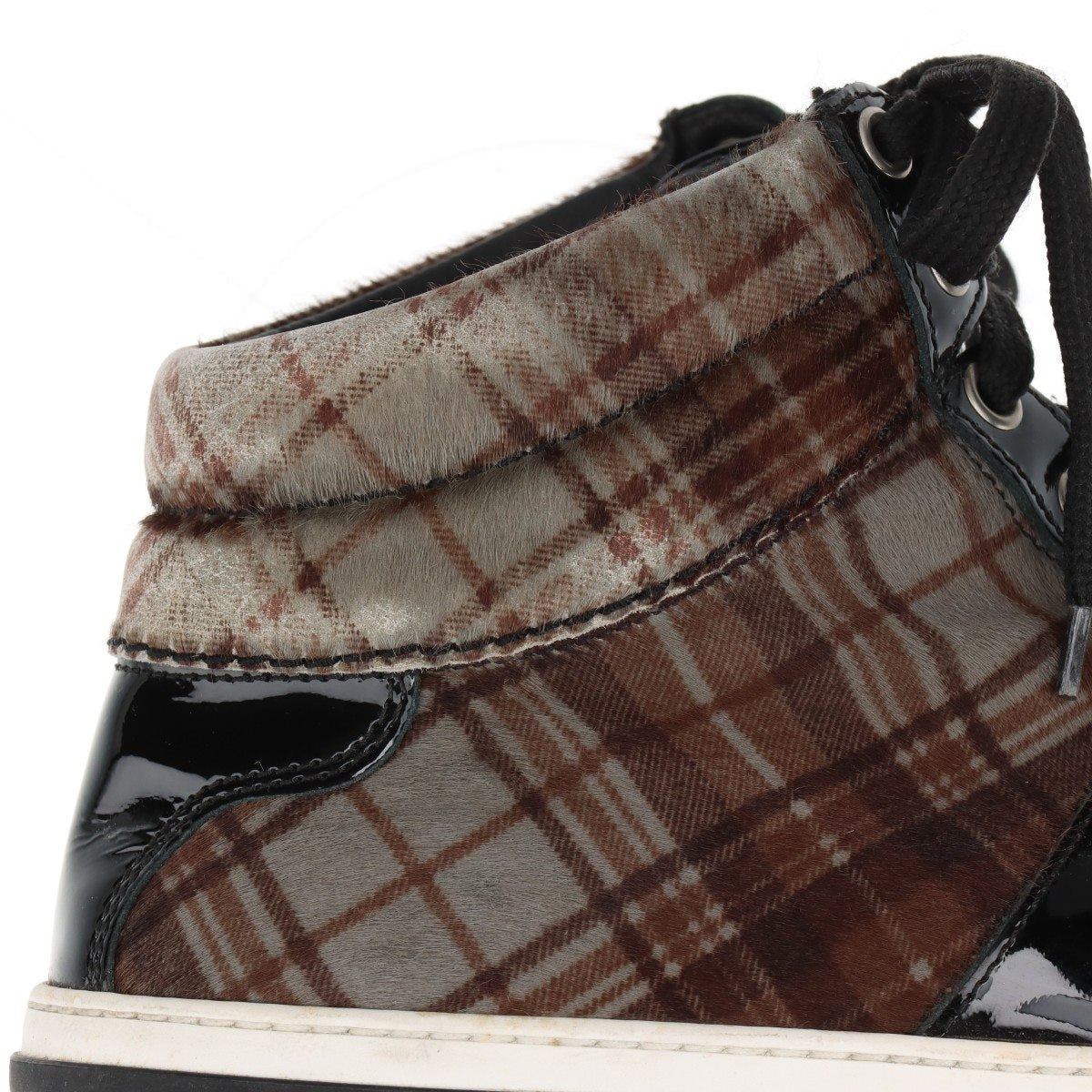 Jimmy Choo Check Fabric High-top Sneakers  Black × Brown