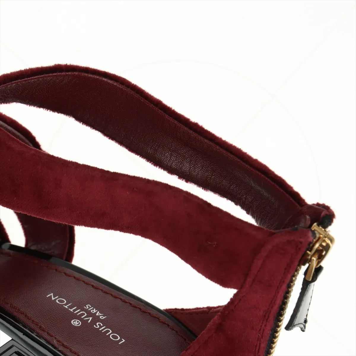 Louis Vuitton Velour Leather Sandals Bordeaux x Black