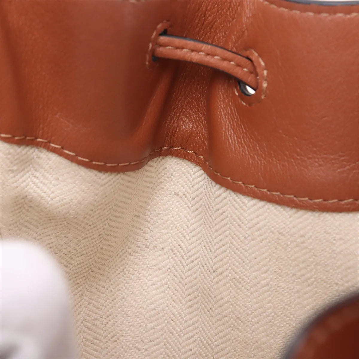 Loewe Hammock Mini Leather Canvas Two-Way Shoulder Bag Beige x Brown