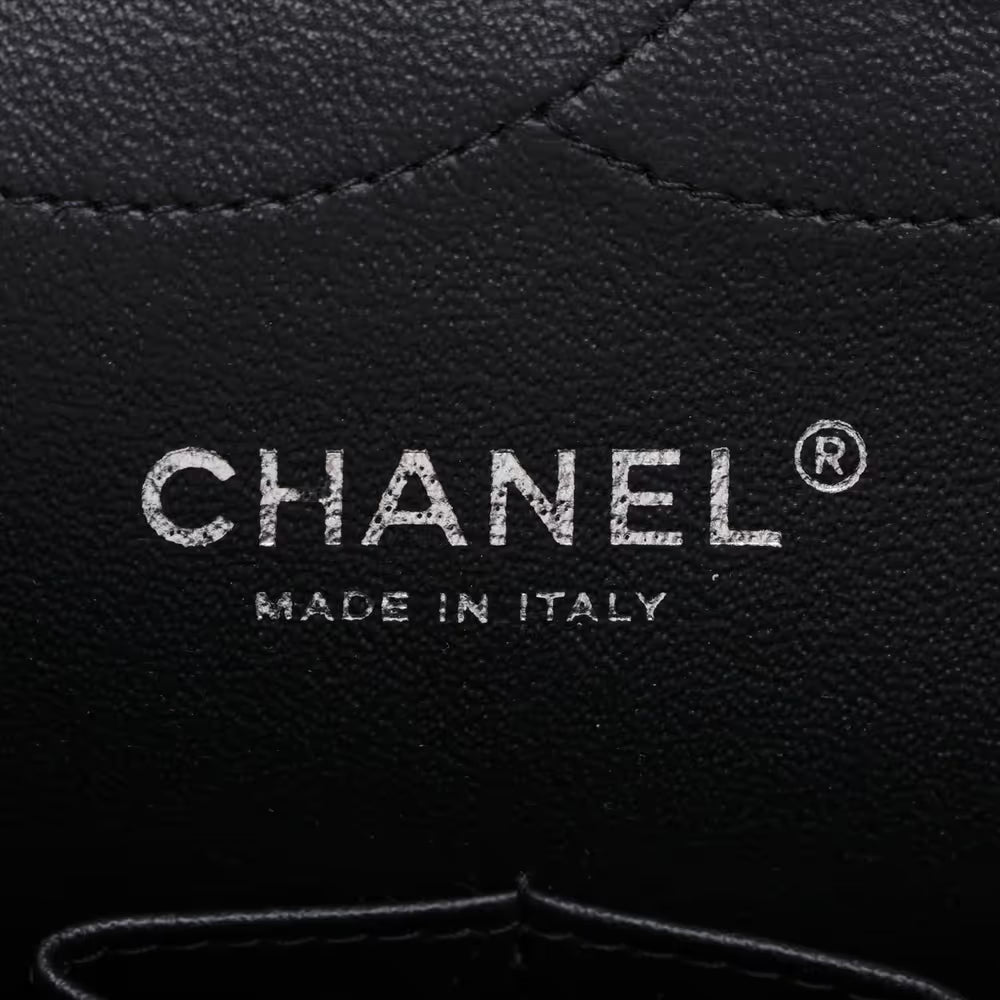 Chanel Chevron Stitch Lambskin Double Flap Double Chain Bag Black