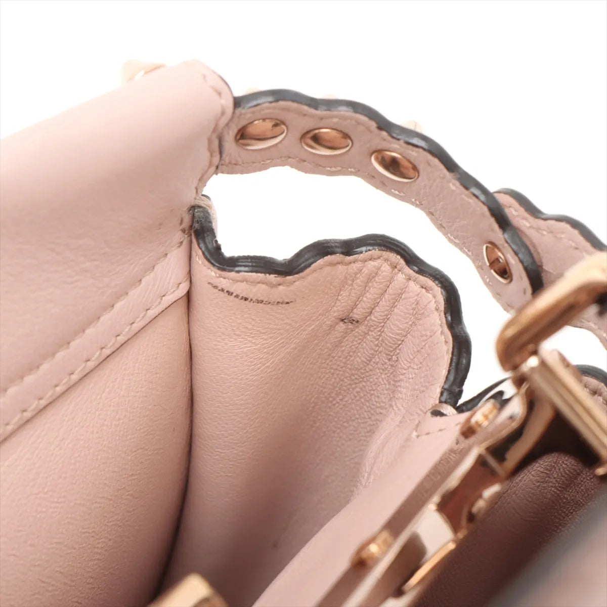 Fendi Mini Peekaboo Leather Studs Two-Way Handbag Pink