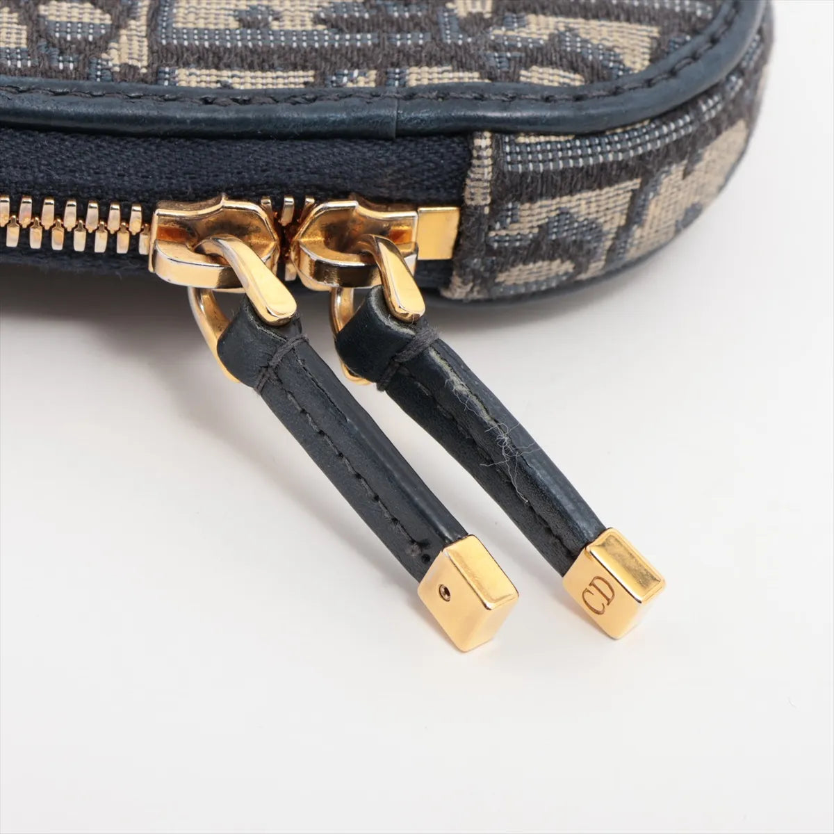 Christian Dior Oblique Canvas Leather Phone Chain Shoulder Bag Navy Blue