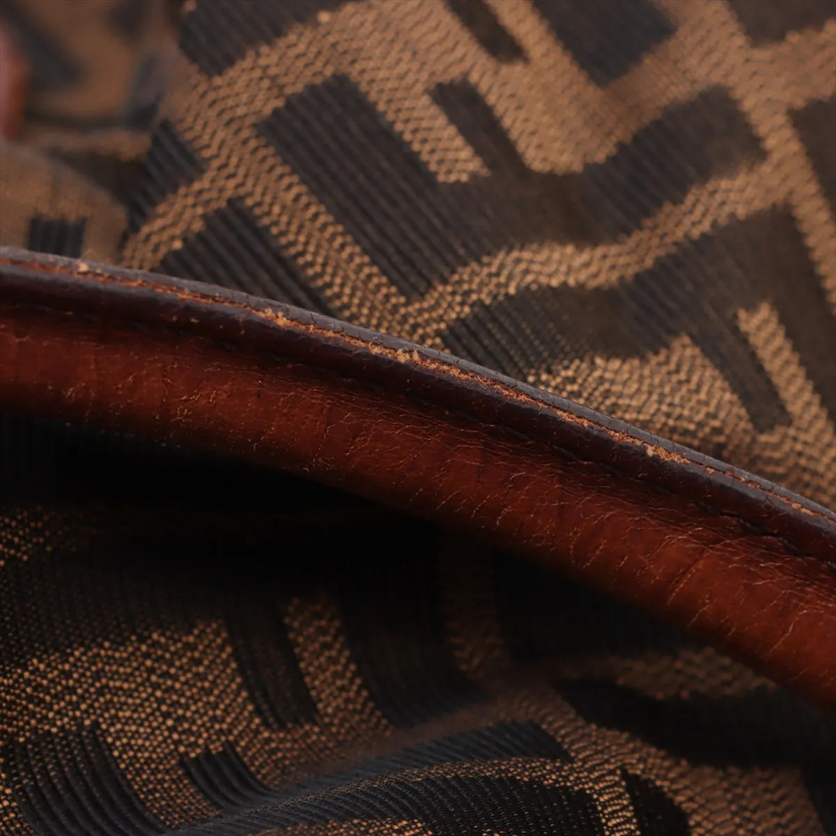 Fendi Zucca Canvas Leather Shoulder Bag Brown