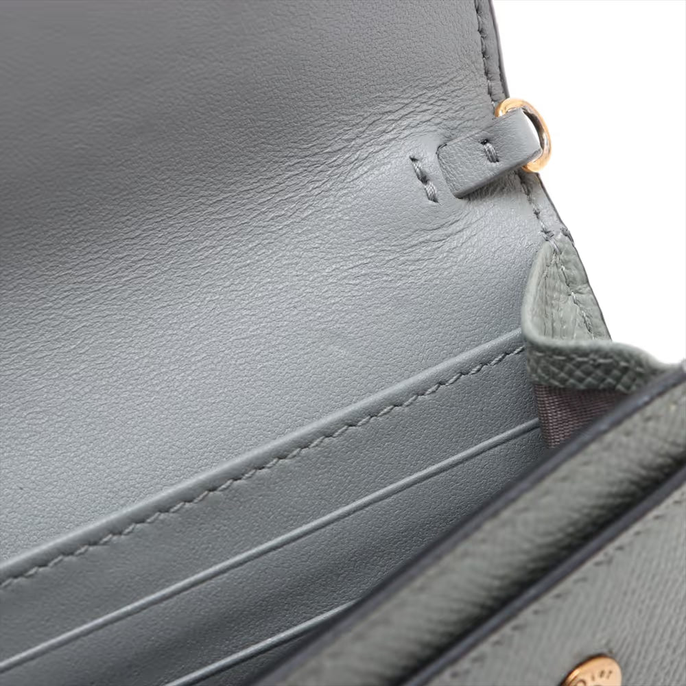 Christian Dior Saddle Leather Chain Wallet Gray