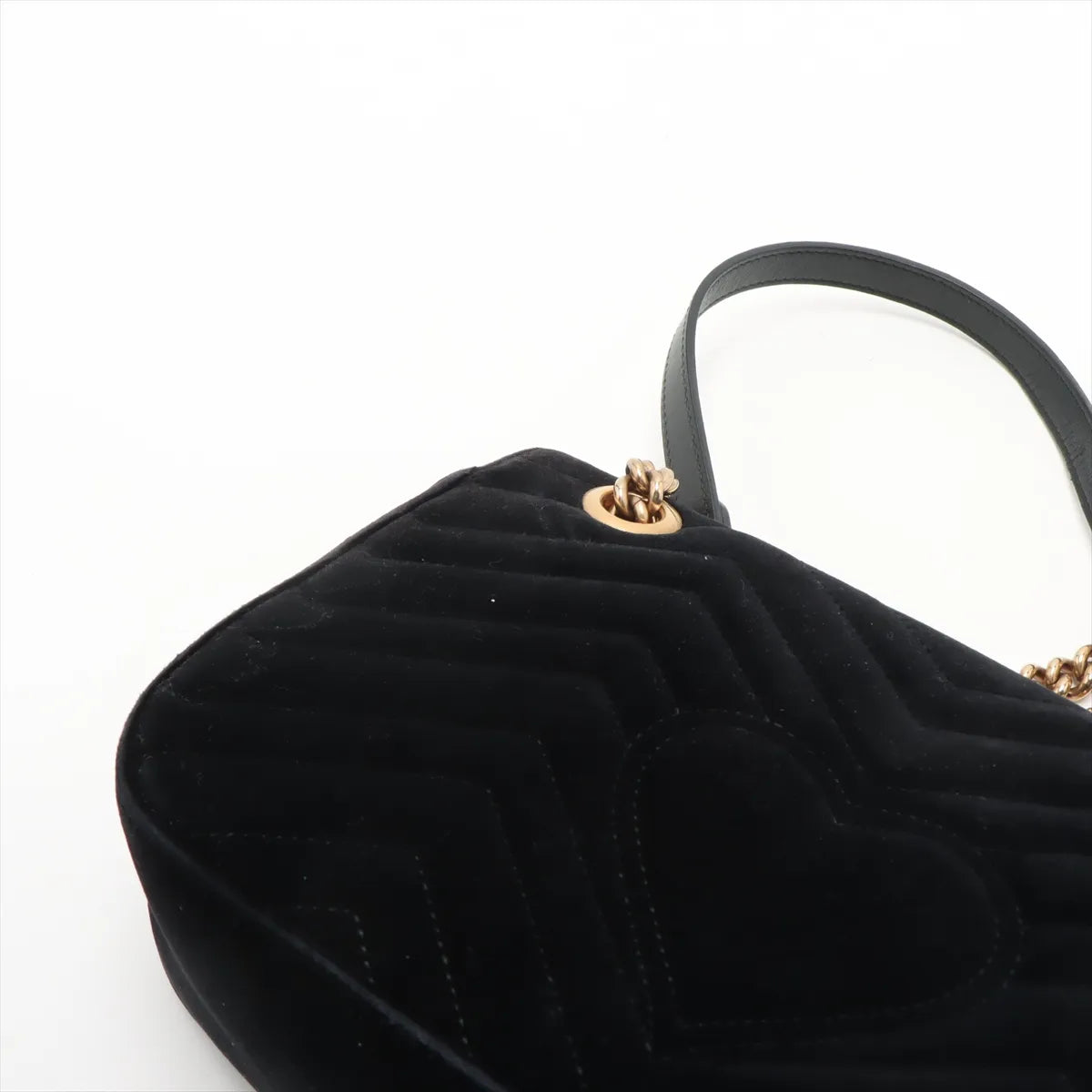 Gucci GG Marmont Crystals Velour x Bijou Chain Shoulder Bag Black