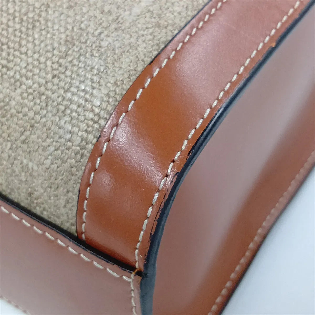 Celine Vertical Cabas Canvas Leather Two-Way Handbag Brown