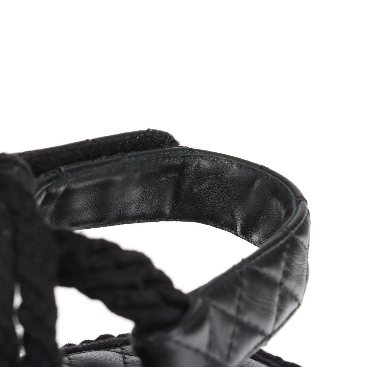 Chanel Logo Matelasse Leather Strap Sandal Black