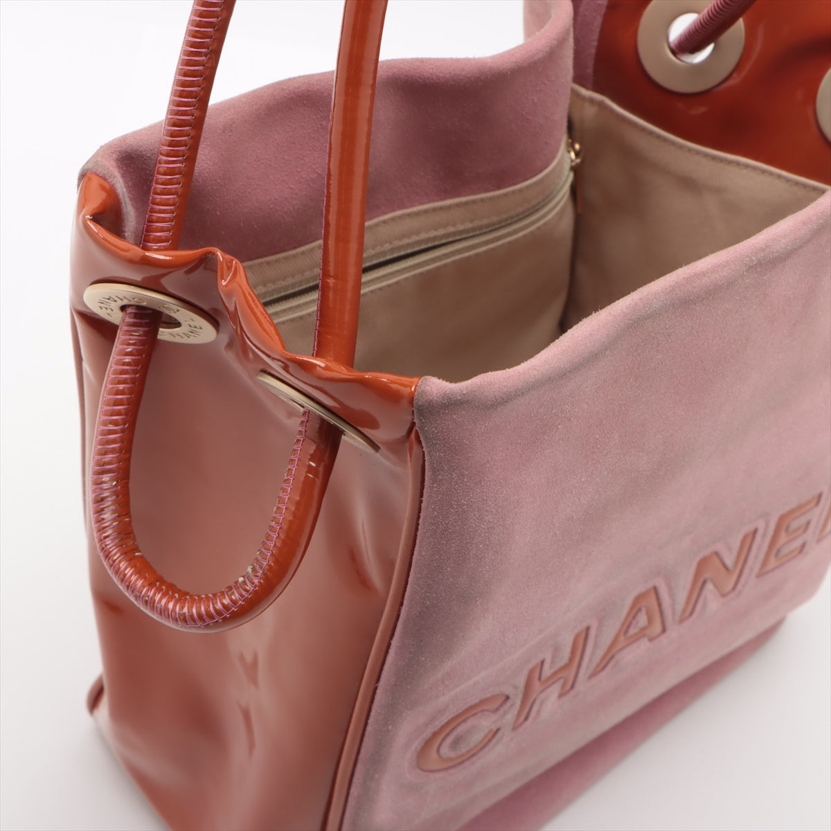 Chanel Camellia Suede x Patent Tote Bag Pink