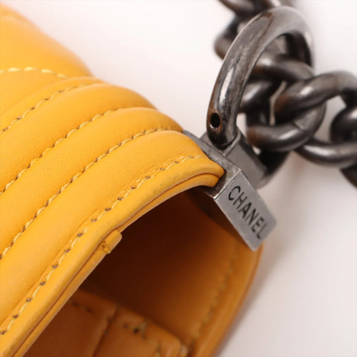 Chanel Boy Chanel 25 Lambskin Chain Shoulder Bag Yellow