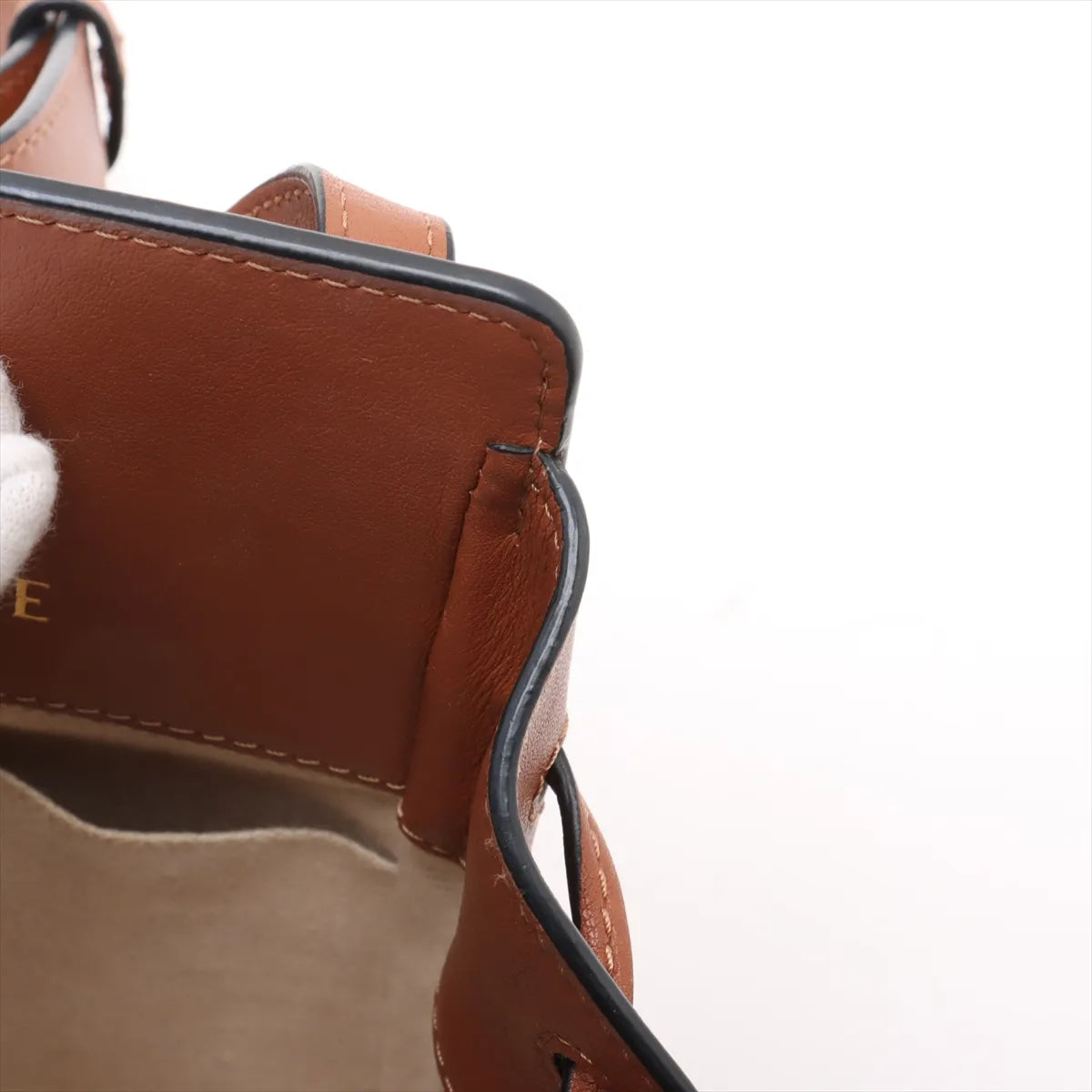 Loewe Hammock Mini Leather Canvas Two-Way Shoulder Bag Beige x Brown