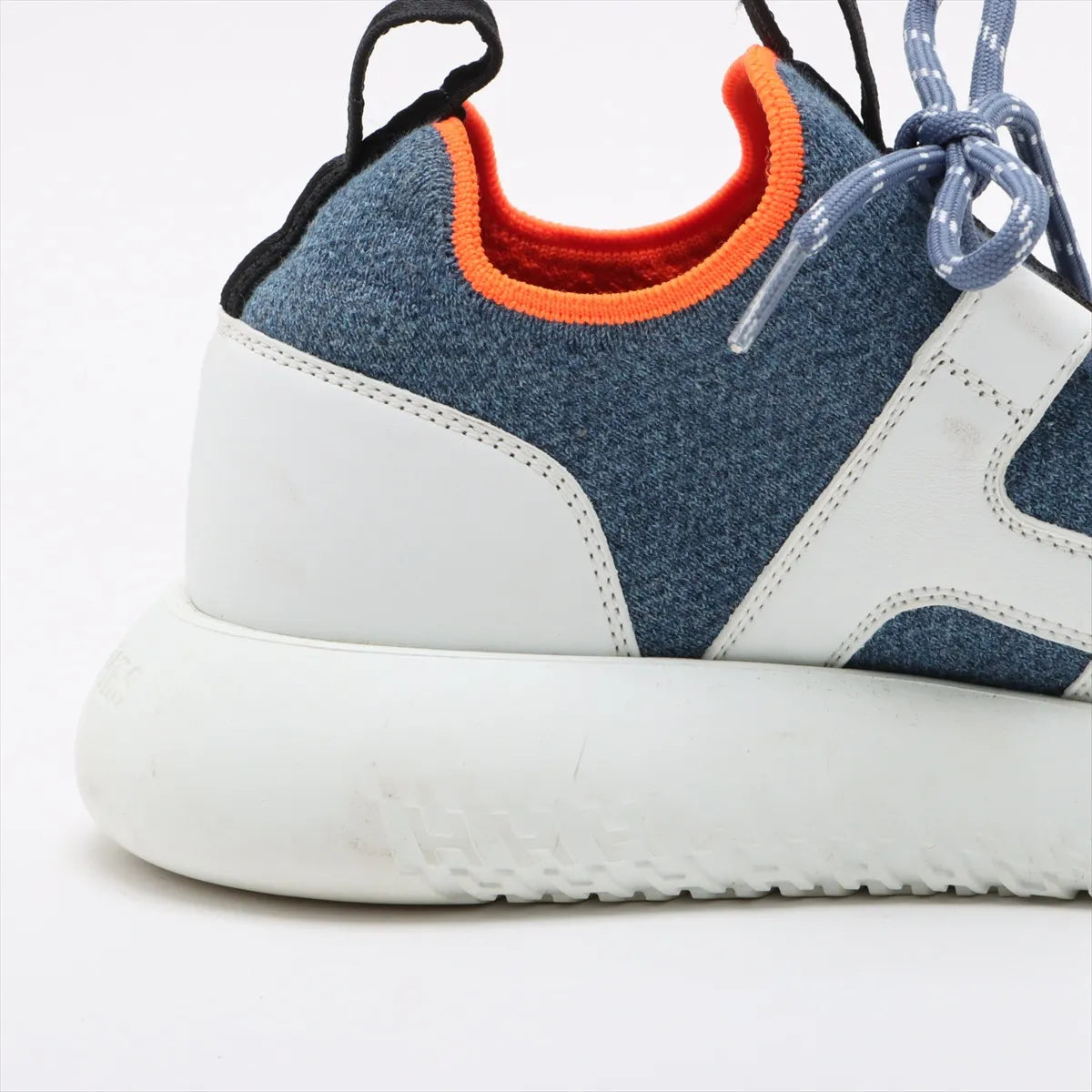 Hermes Duel Knit × Leather Sneakers Blue x White