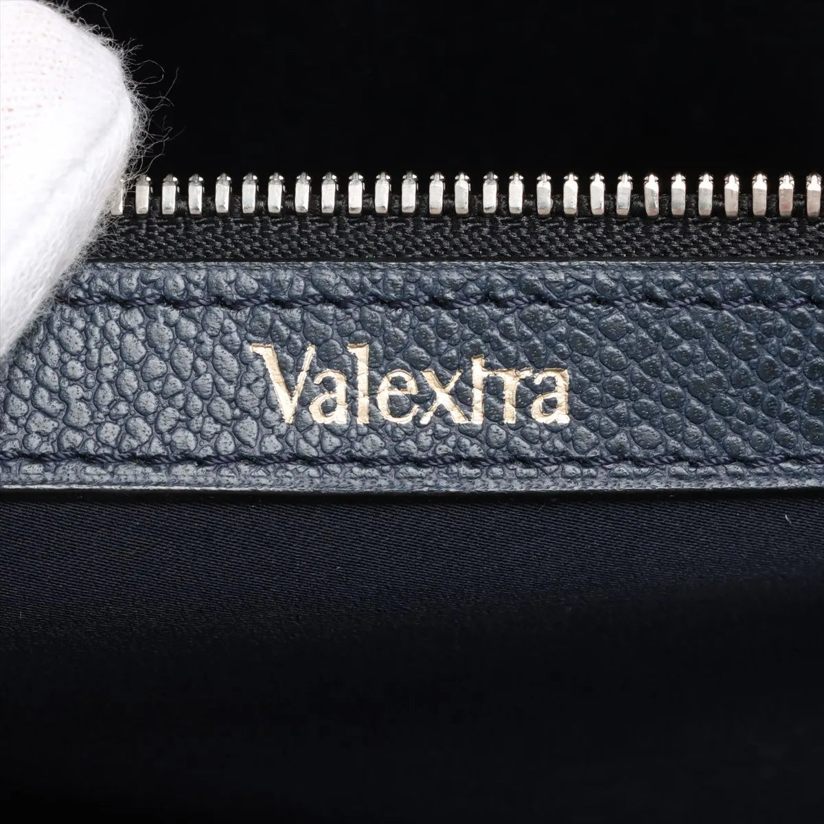 Valextra Keval x Leather Business Bag Navy Blue