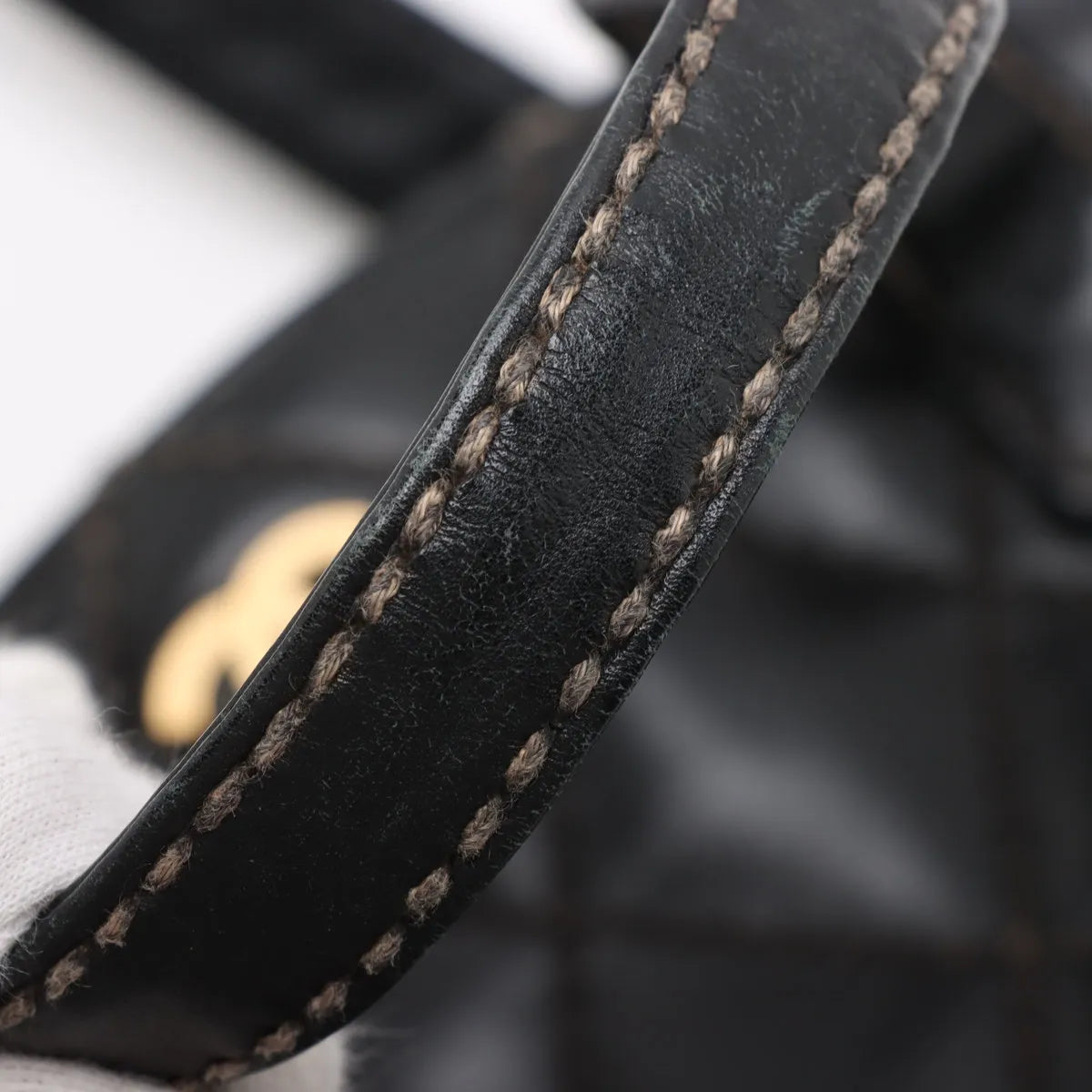 Chanel CC Logo Wild Stitch Lambskin Tote Bag Black