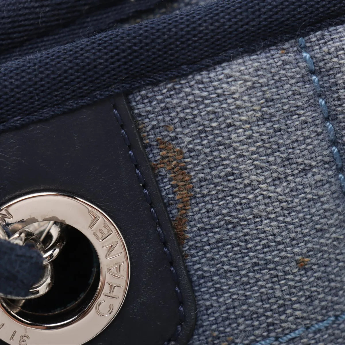 Chanel Deauville Canvas Leather Chain Tote Bag PM Blue