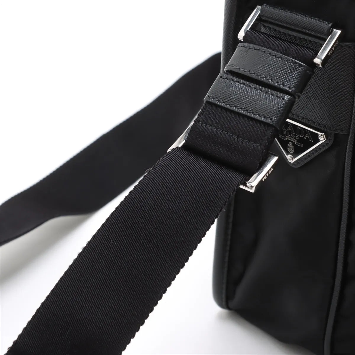 Prada Tessuto Nylon Leather Shoulder Bag Black