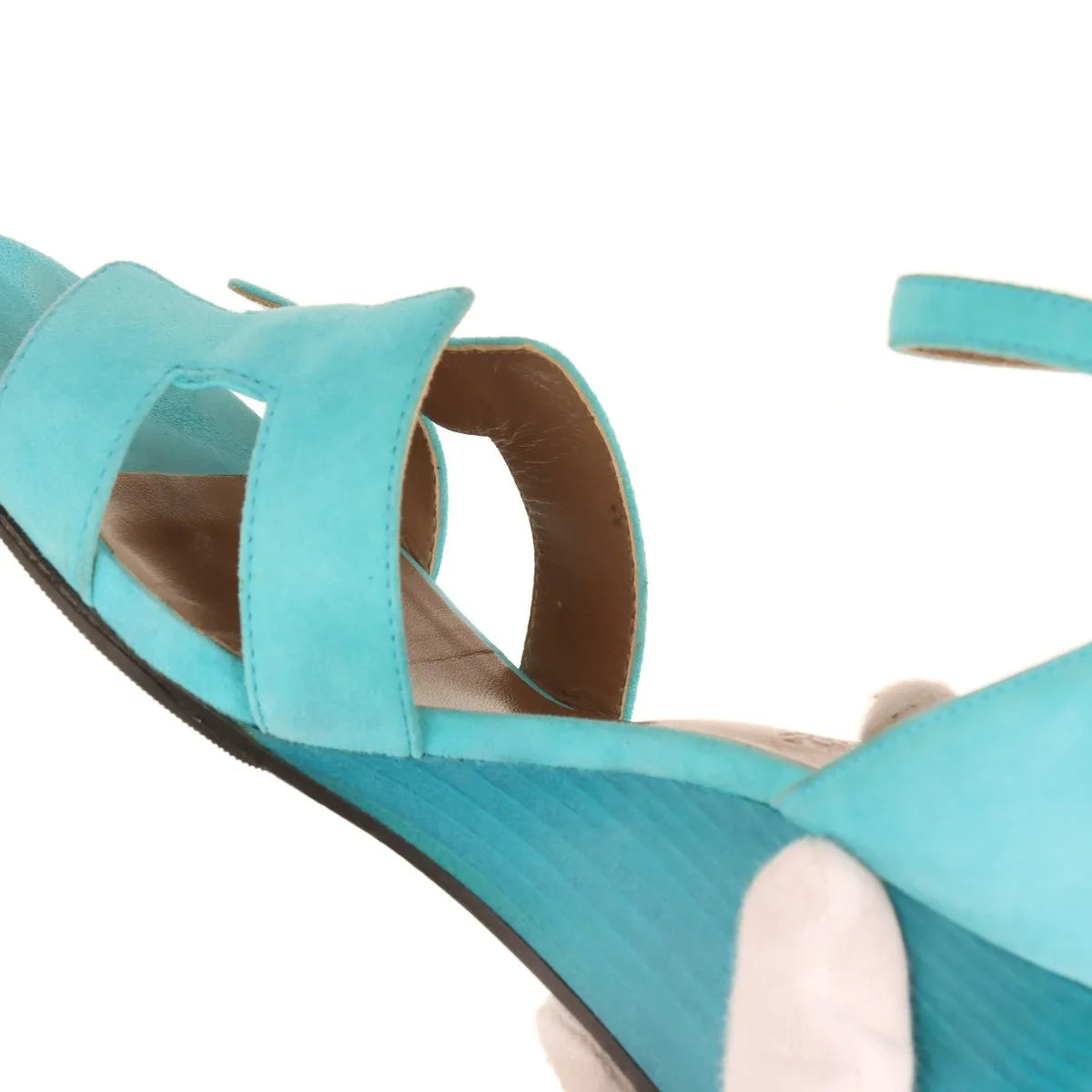 Hermès Legend Suede Wedge Sandal Tiffany Blue