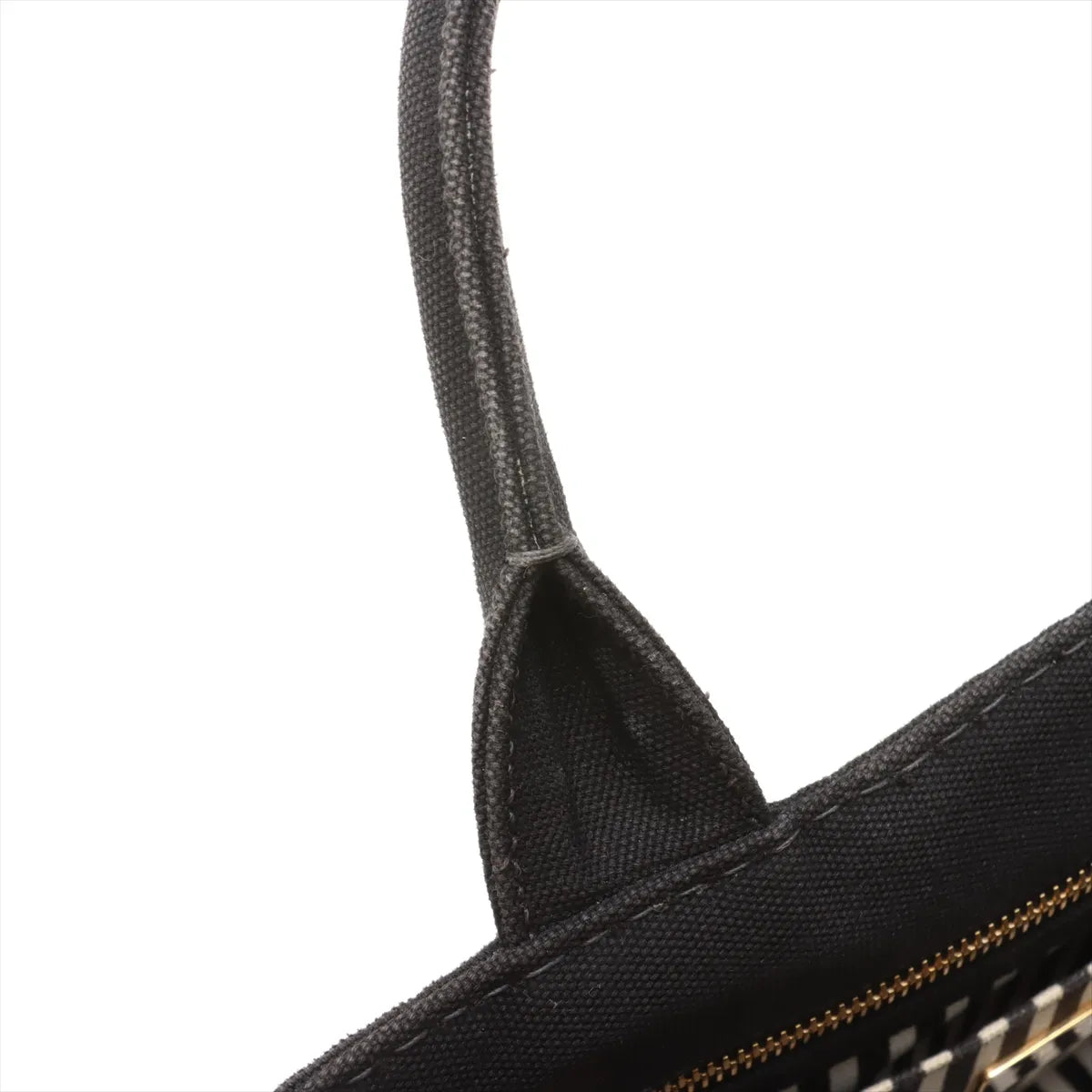 Prada Canapa Canvas x Leather Two-Way Handbag Black
